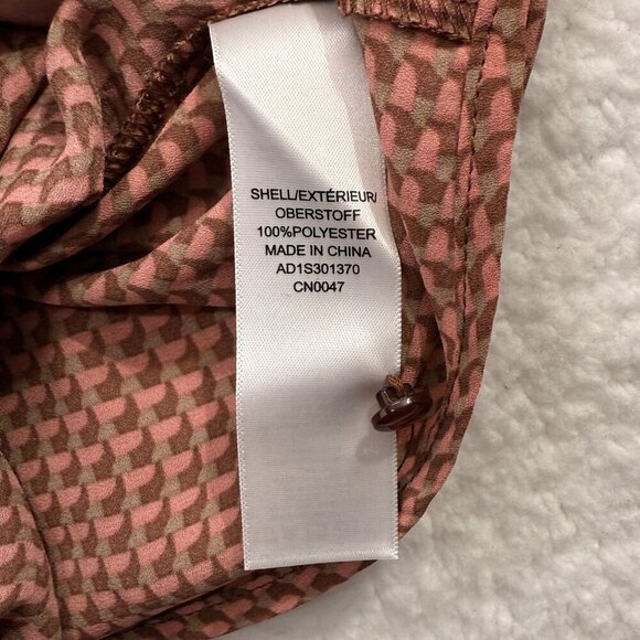 Adrianna Papell Tie Neck Popover Blouse Elegant Dusty Pink Geo Print Plus 2X NWT - Picture 9 of 12